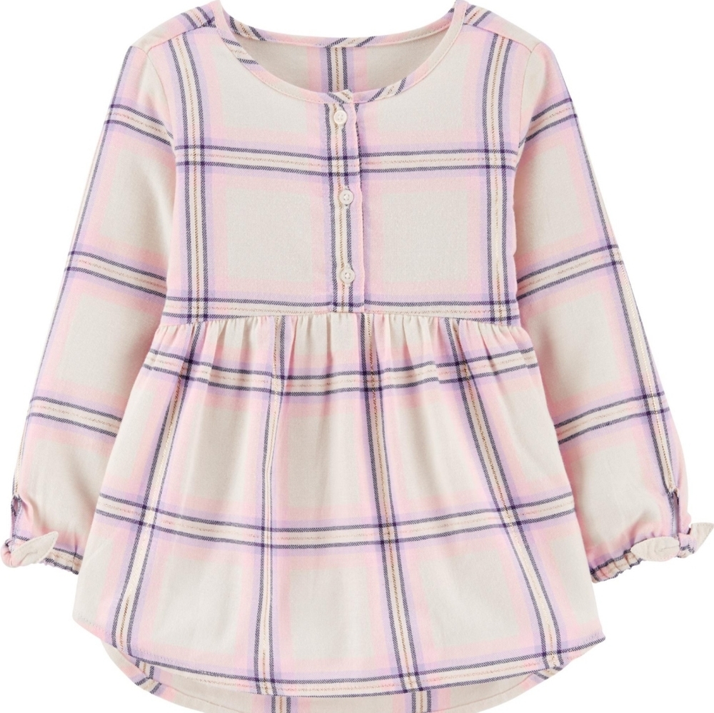 Baby Girl Metallic Plaid Flannel